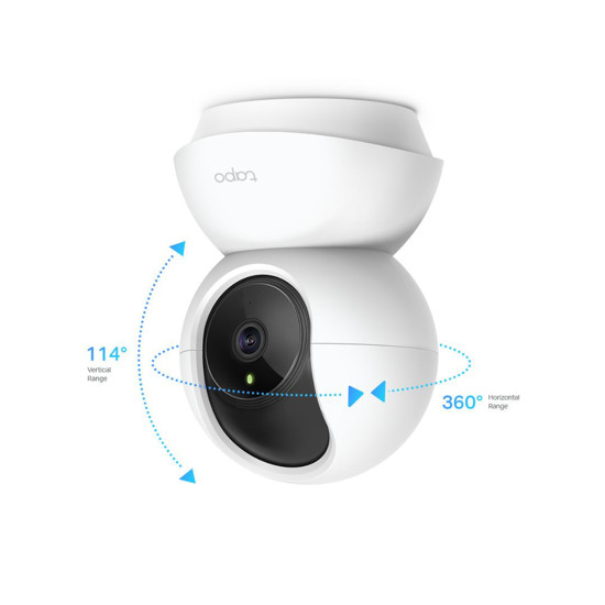 Tapo C200 Pan/Tilt Home Security Wi-Fi Camera rotates 360° horizontally and 114° vertically
